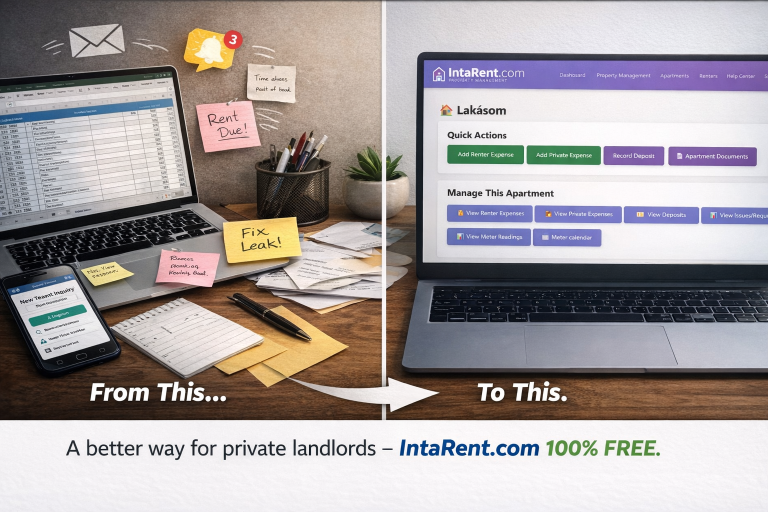 IntaRent property management features and dashboard